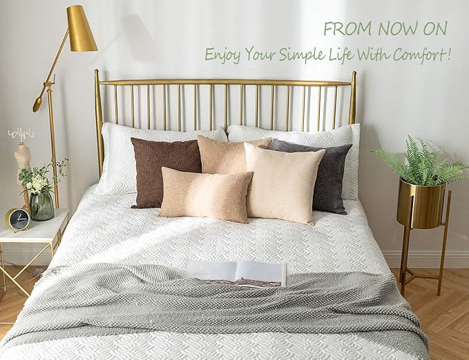 Stellhome Linen Throw Pillow Covers Square Solid Burlap Cushion Covers - Image 5
