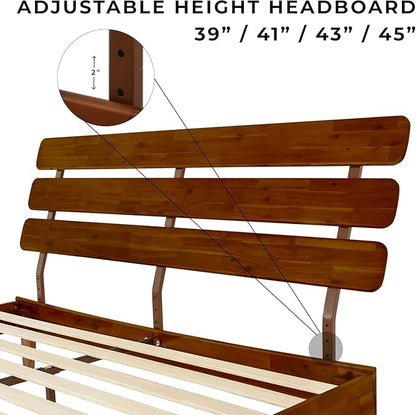 Bme Caden King Size Bed Frame and Adjustable Headboard, 15 Inch Mid Century - Image 4