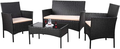 Homall 4 Pieces Outdoor Patio Furniture Sets Rattan Chair Wicker Set, Outdoor by Homall