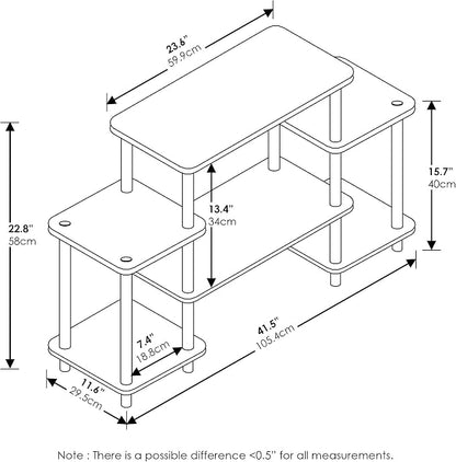 Furinno Turn-N-Tube No Tools Entertainment TV Stands, Beech/White, Square Corner - Image 3