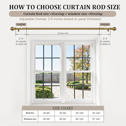 Warm Gold Curtain Rods for Windows 48 to 84 Inch 1" Diameter Adjustable Heavy - Image 8