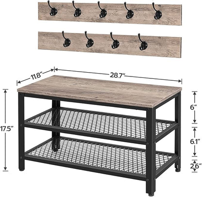 HOOBRO Hall Tree Entryway Storage Bench, Coat Rack Shoe Bench, Shoe Rack - Image 5