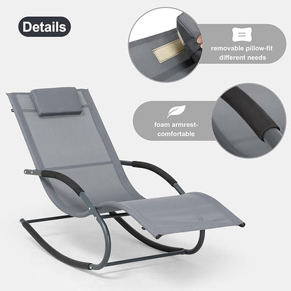 Outdoor Lounge Chair with Pillow, Chaise Lounge Chair - Image 5
