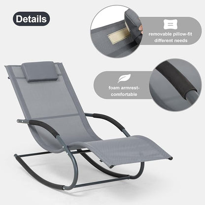 Outdoor Lounge Chair with Pillow, Pool Chaise Lounge Chair Set of 2 - Image 4