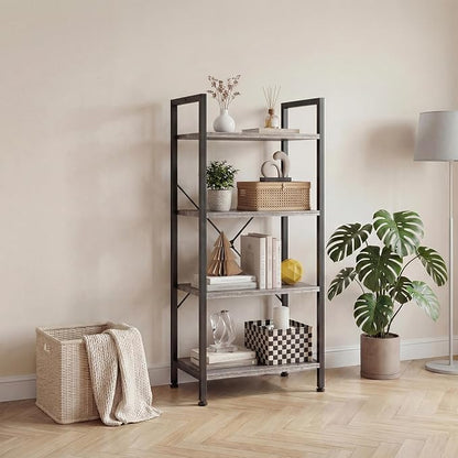 DUMOS 4 Tiers Open Bookshelf, Classic Freestanding Tall Display Shelf, Sturdy - Image 7
