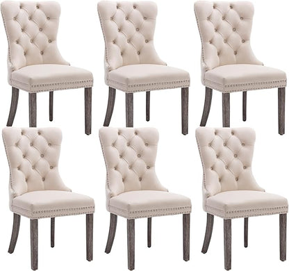 KCC Velvet Dining Chairs Set of 6, Upholstered High-end Tufted Dining Room Chair by KCC