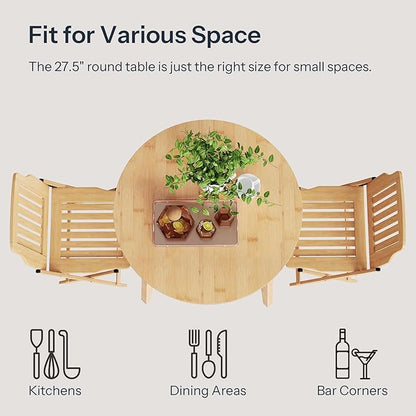 HOOBRO Bamboo Dining Table, Round Dining Table - Image 4