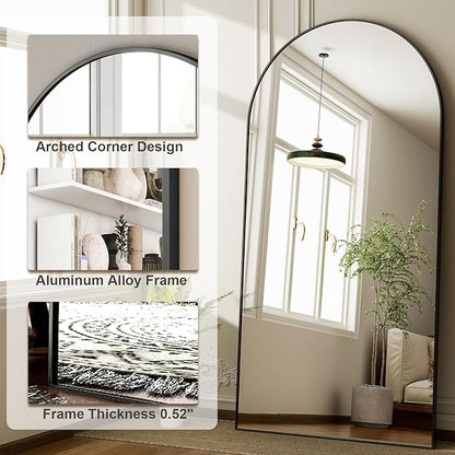 HARRITPURE 76"x34" Arched Full Length Mirror Free Standing Hanging Mounted - Image 4