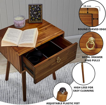 Bme Caden Solid Wood Nightstand/Side Table/End Table, Fully Assembled, - Image 3