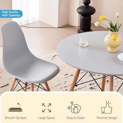 5-Piece Round Dining Table Set, Small 35.5" Kitchen Table Chairs Set of 4 Space - Image 3