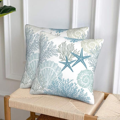 Nautical Coastal Throw Pillow Covers 20x20 Set of 2, Beach Themed Ocean - Image 4