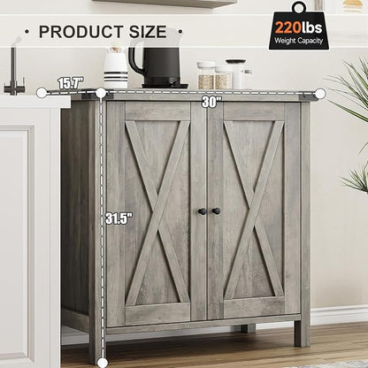 GarveeHome Small Storage Cabinet, Farmhouse Sideboard Buffet Cabinet - Image 2