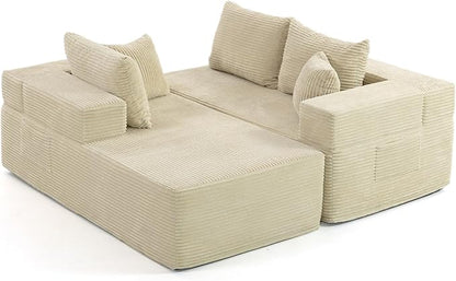 105'' Modular L-Shaped Boneless Sectional, Corduroy Deep Seat Cloud Sectional - Image 8