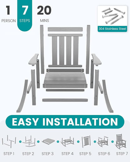 SERWALL Oversized Outdoor Rocking Chair Set of 2, HDPE Rocker - Image 7