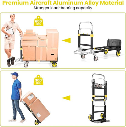 3-in-1 Folding Hand Trucks, 600Lbs Convertible Hand Truck Dolly, Heavy Duty - Image 5