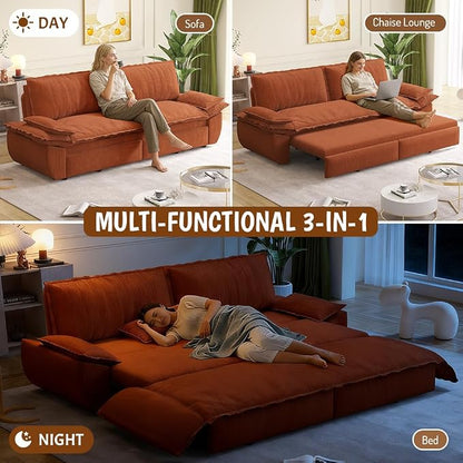 KEIKI 73.2" Pull Out Sleeper Sofa Bed Queen Size, 3-in-1 Convertible Couch - Image 3