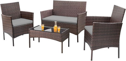 Homall 4 Pieces Outdoor Patio Furniture Sets Rattan Chair Wicker Set, Outdoor by Homall