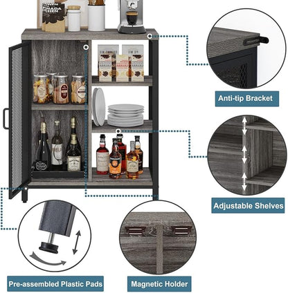 BON AUGURE Liquor Cabinet Bar for Home, Farmhouse Coffee Storage Cabinet for - Image 3