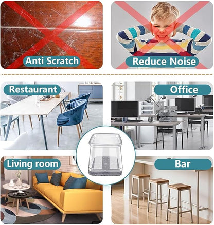 Ansible 24 Pcs Chair Leg Floor Protectors Square, Silicone Felt Furniture Leg - Image 6