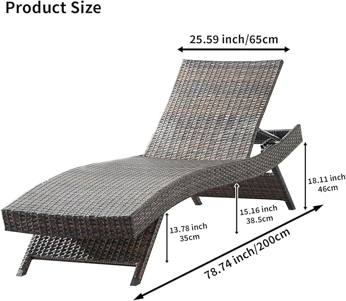 Outdoor Chaise Lounge Chairs + Coffee Table Set of 3 - Image 2