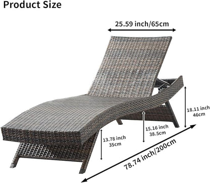 Outdoor Chaise Lounge Chairs + Coffee Table Set of 5 Pieces - Image 2