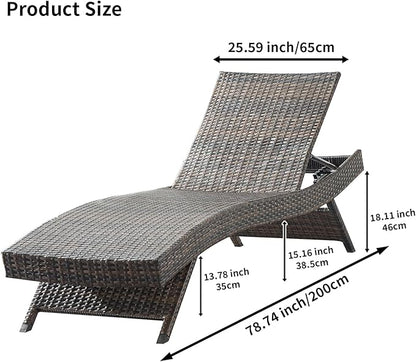 PE Rattan Adjustable Backrest Chaise Lounge Set 2 - Image 2