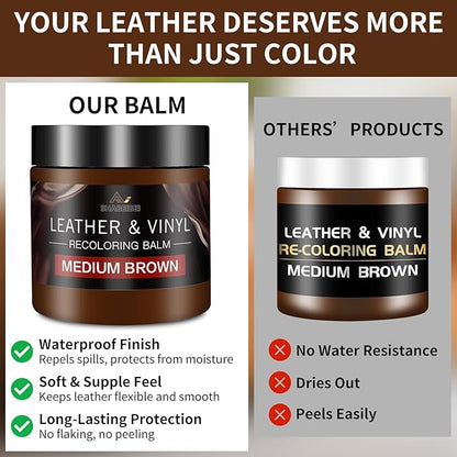 Leather Recoloring Balm with 100ml Mink Oil, Medium Brown Leather Repair Kit - Image 3
