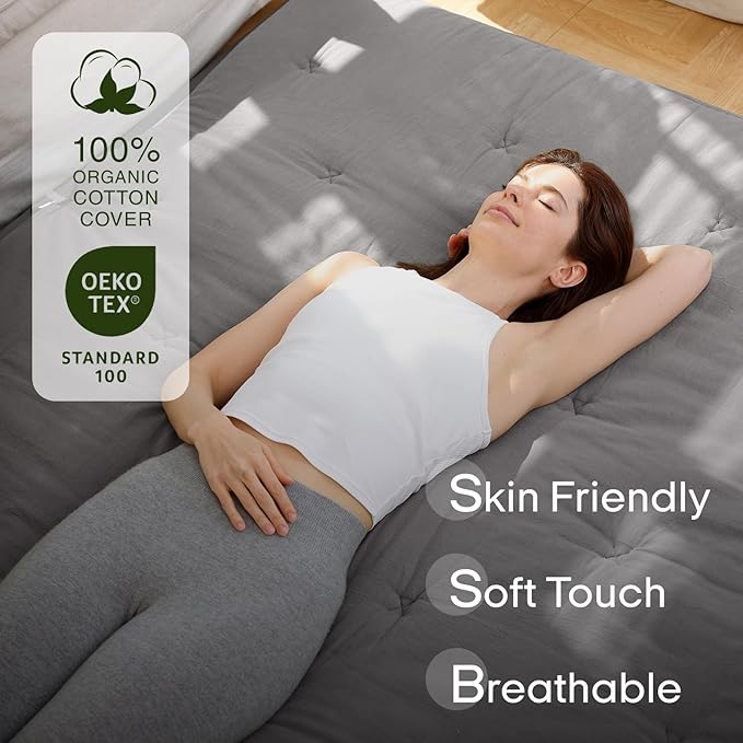 ZonLi Japanese Floor Futon Mattress Full Size 75"x 54", 100% Cotton Cover 2.5'' - Image 2