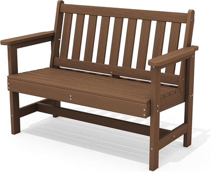 SERWALL Outdoor Bench, HDPE Outdoor Benches Weatherproof, 2-Person Garden Bench by SERWALL
