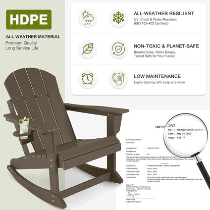 Outdoor Rocking Chairs Set of 2, HDPE Poly All-Weather Patio Rocking Chairs - Image 4