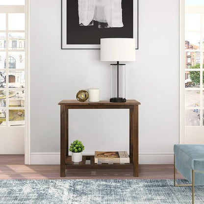End Side Table with Storage Shelf Rectangle Narrow Nightstand Console Tables - Image 8