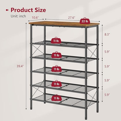 Tajsoon 6 Tier Free Standing Shoe Rack - Image 3