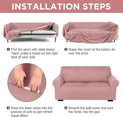 Peryiter 3 Pcs Couch and Loveseat Covers Set Sofa Cover - Image 3