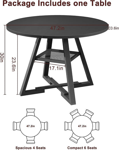 Jocoevol Round Dining Table for 4, Kitchen Dining Room Circle Dinner Pedestal - Image 2