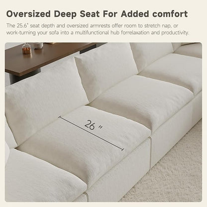 130" Oversized Boneless Cloud Couch, Modular Sectional Couches - Image 7