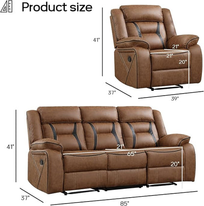 EBELLO Faux Leather Recliner Sofa Furniture Set - Image 2