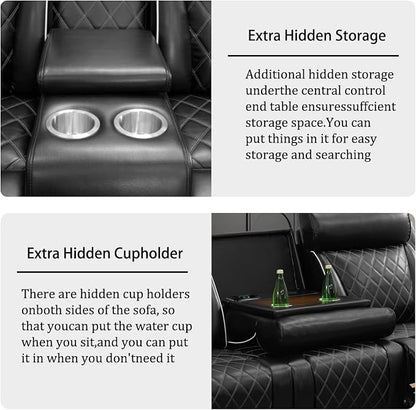 Power Recliner Sofa Set with LED, Breathable Leather Recliner Couch Loveseat - Image 5