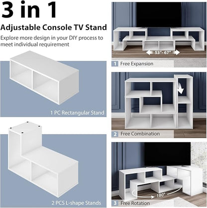 Tangkula 3 Pieces Console TV Stand, Free-Combination Entertainment Center - Image 6