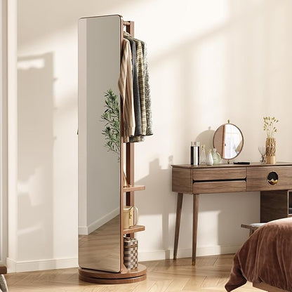 WoodsWhisper Full Length Mirror Coat Rack Solid Wood Floor Mirror 70"x16" Full - Image 8