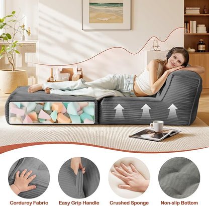 5-in-1 Convertible Folding Sofa Bed, Frameless Convertible Couch - Image 4