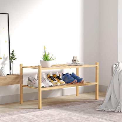 ROMGUAR CRAFT 2 Tier Bamboo Shoe Rack - Image 7