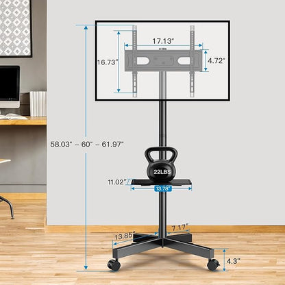 PERLESMITH Rolling TV Stand, Mobile TV Stand - Image 9