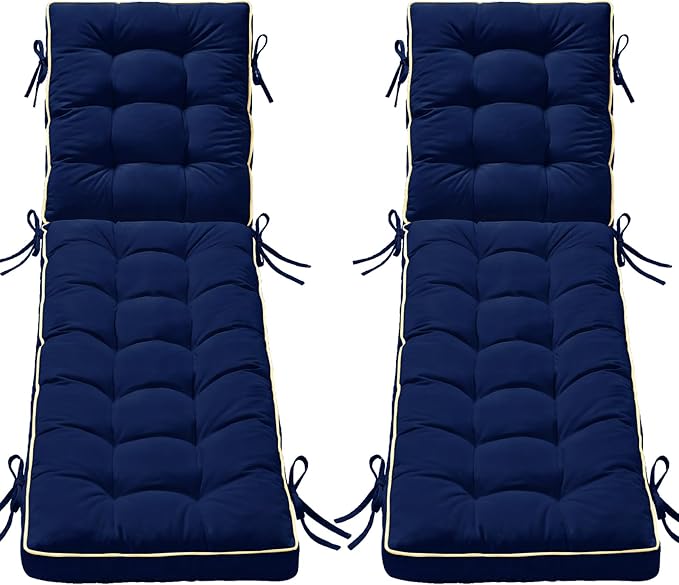 2 Pack 72x21 Inch Folding Chaise Lounge Cushion Quick Dry by AMCATON