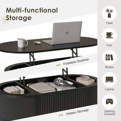 LYNCOHOME Fluted Lift Top Coffee Table - Image 4