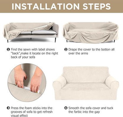 Peryiter 3 Pcs Couch and Loveseat Covers Set Sofa Cover - Image 5