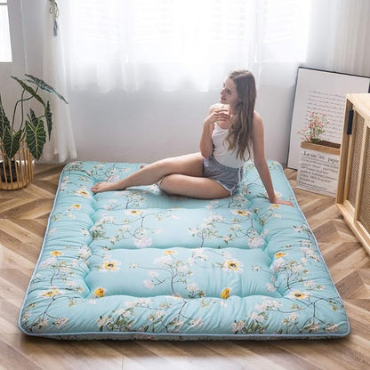 MAXYOYO Rustic Floral Korean Floor Mattress Japanese Futon Mattress, Foldable by MAXYOYO