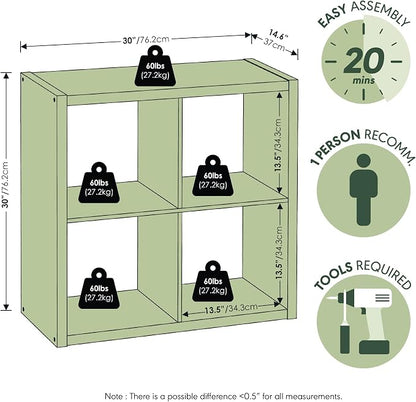Furinno Cubicle Open Back Decorative Cube Storage Organizer, Light Grey - Image 3