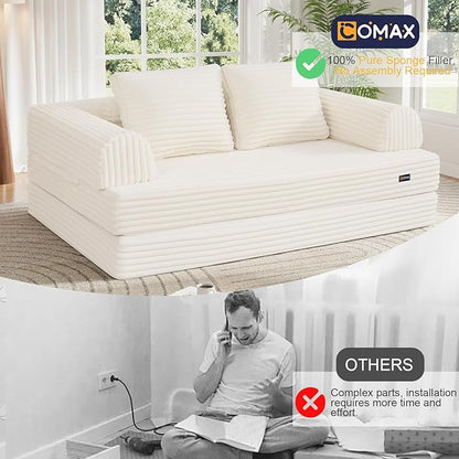 COMAX Convertible Sofa Bed, Folding Floor Couch Corduroy Fold Out Couch Bed - Image 6