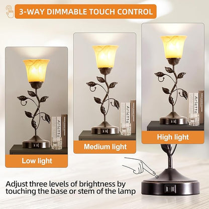 Touch Control Table Lamp with 2 USB Charging Ports, 3-Way Dimmable Bedside - Image 4