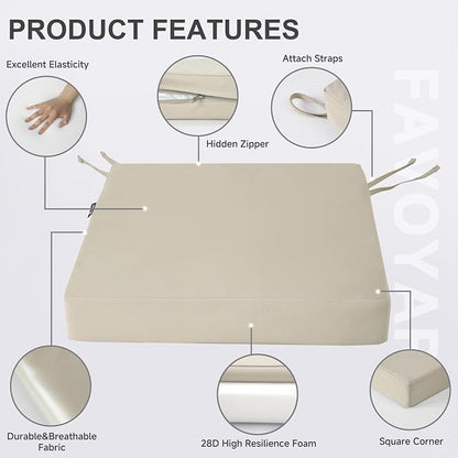 Favoyard Patio Chair Cushions 18.5 x 16 x 3 Inch Waterproof Outdoor Seat - Image 6